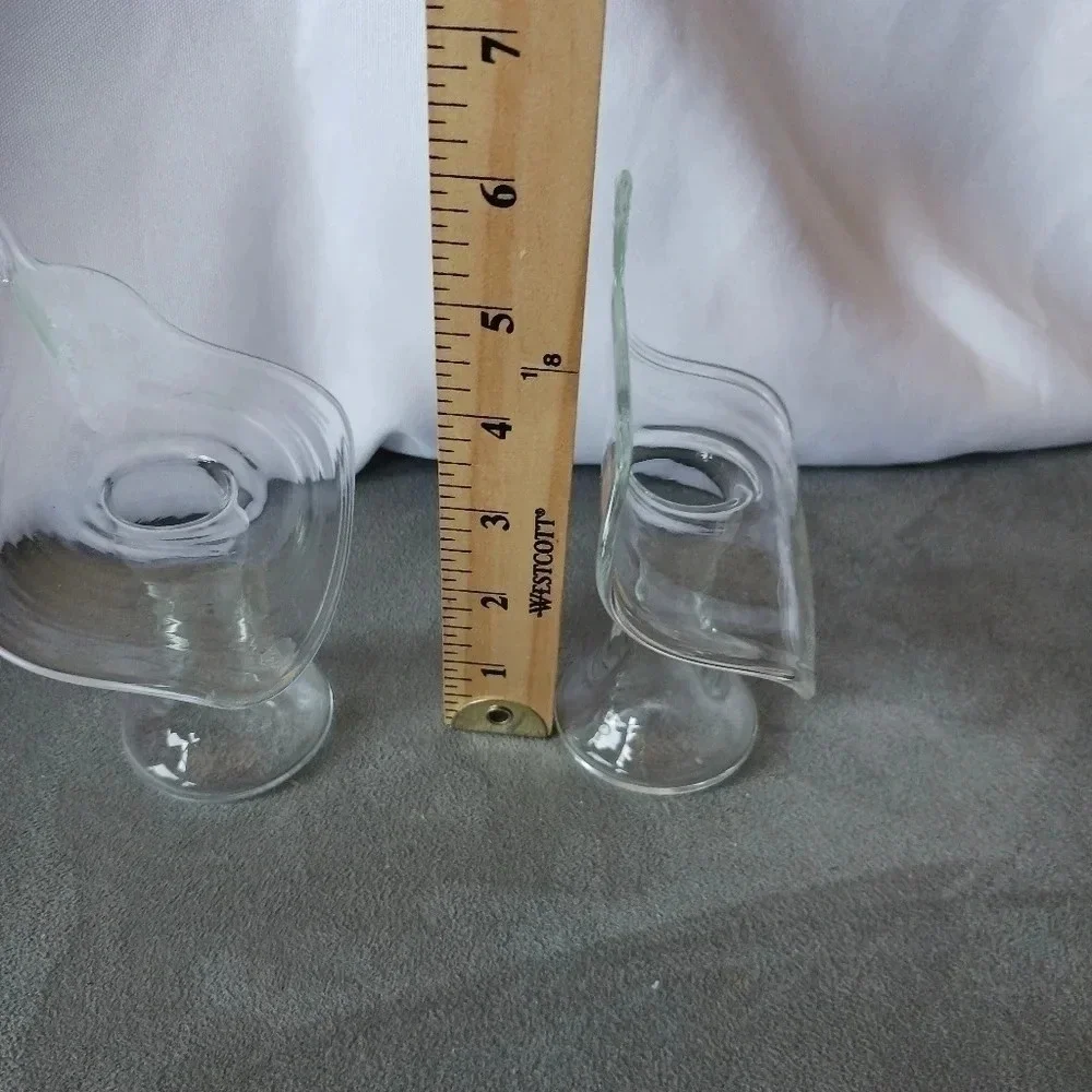 Vtg Calla lilly jack in the pulpit clear glass vase art glass set of 2